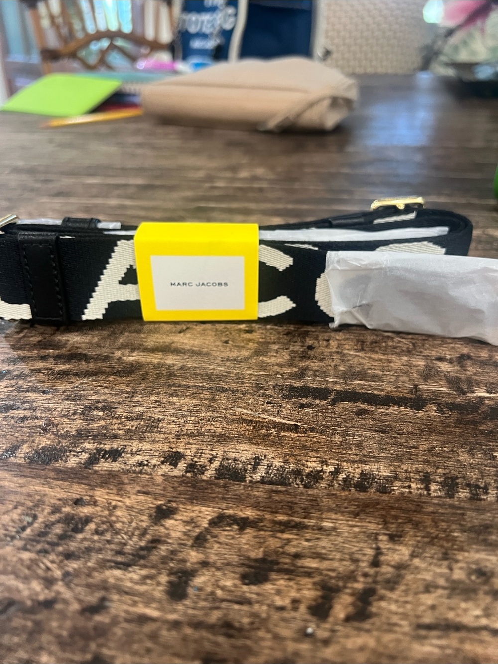 Marc Jacobs Black and White Logo Webbing Strap NWOT - Picture 3 of 3